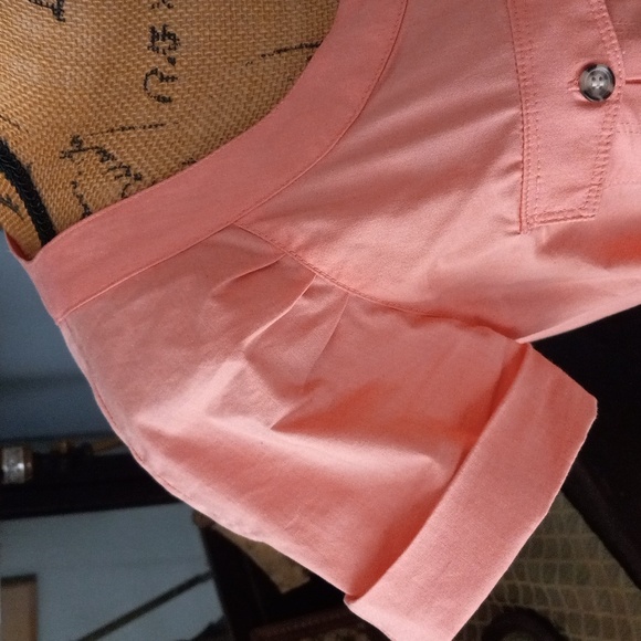 New York and Company Coral Button Up Belted Pocket Blouse - Picture 3 of 11